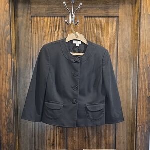 LOFT Black Cropped Round-Neck Blazer